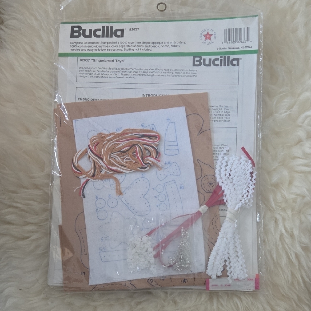 Bucilla Gingerbread Toys Felt Ornaments - Red and White - Picture 2 of 2